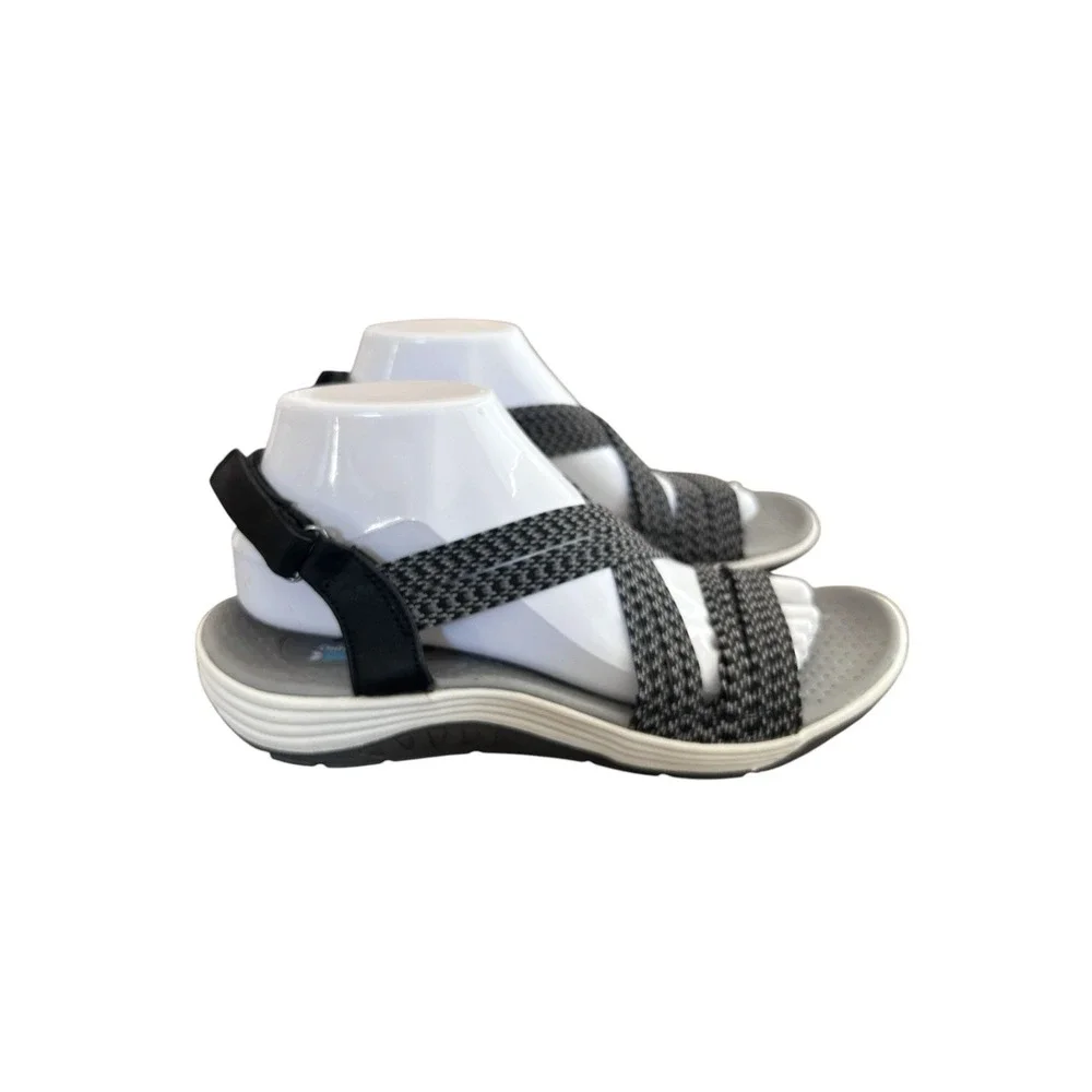 SKECHERS Reggae Cup Oh Snap Sport Sandal Women Size 8 Black Stretch Strappy